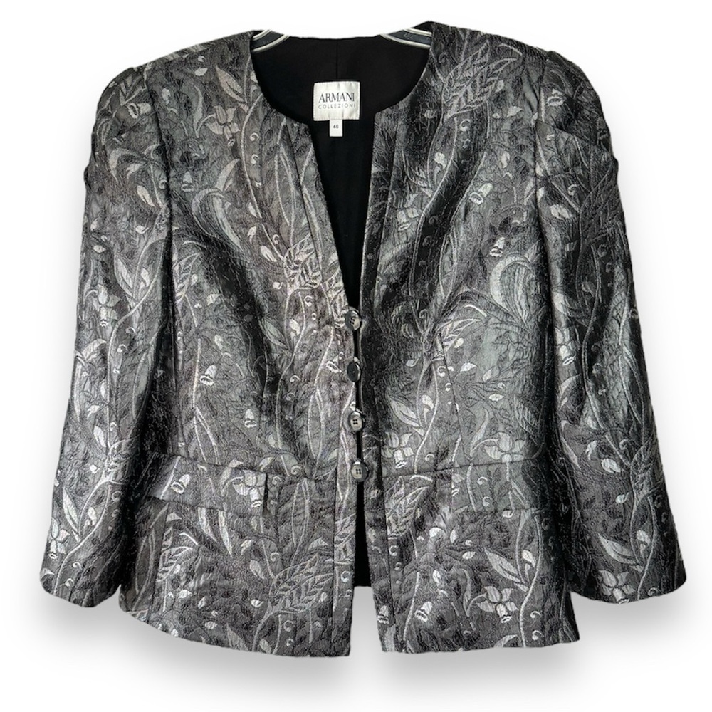 Amani Collezioni sliver Floral Blazer